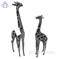 Conjunto de 2 girafas escultura em resina para decoração de casa